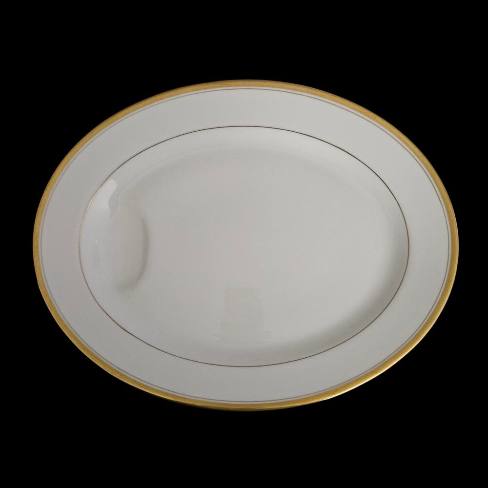 Theodore Haviland Oxford Oval Platter Gold Rim White Serving Plate